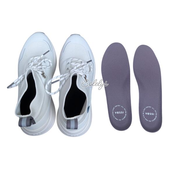 Vessi Stormburst High Womens 10 White Granite Waterproof Knit Sneaker Boot - Picture 9 of 11